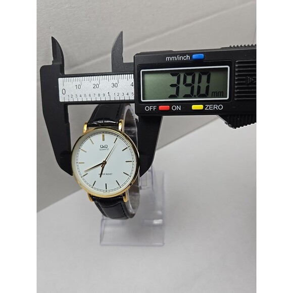 Mens Q & Q By Citizen Quartz Gold Tone Dress Watch White BlackNew Battery 30M WR - Picture 5 of 12